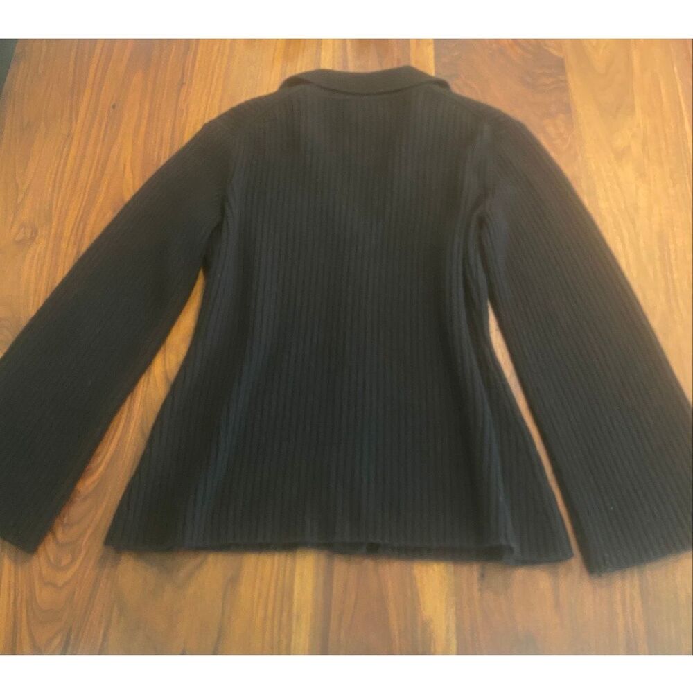 Reformation Women's Black Ribbed Knit Cashmere Button Front Sweater Medium - Picture 9 of 9